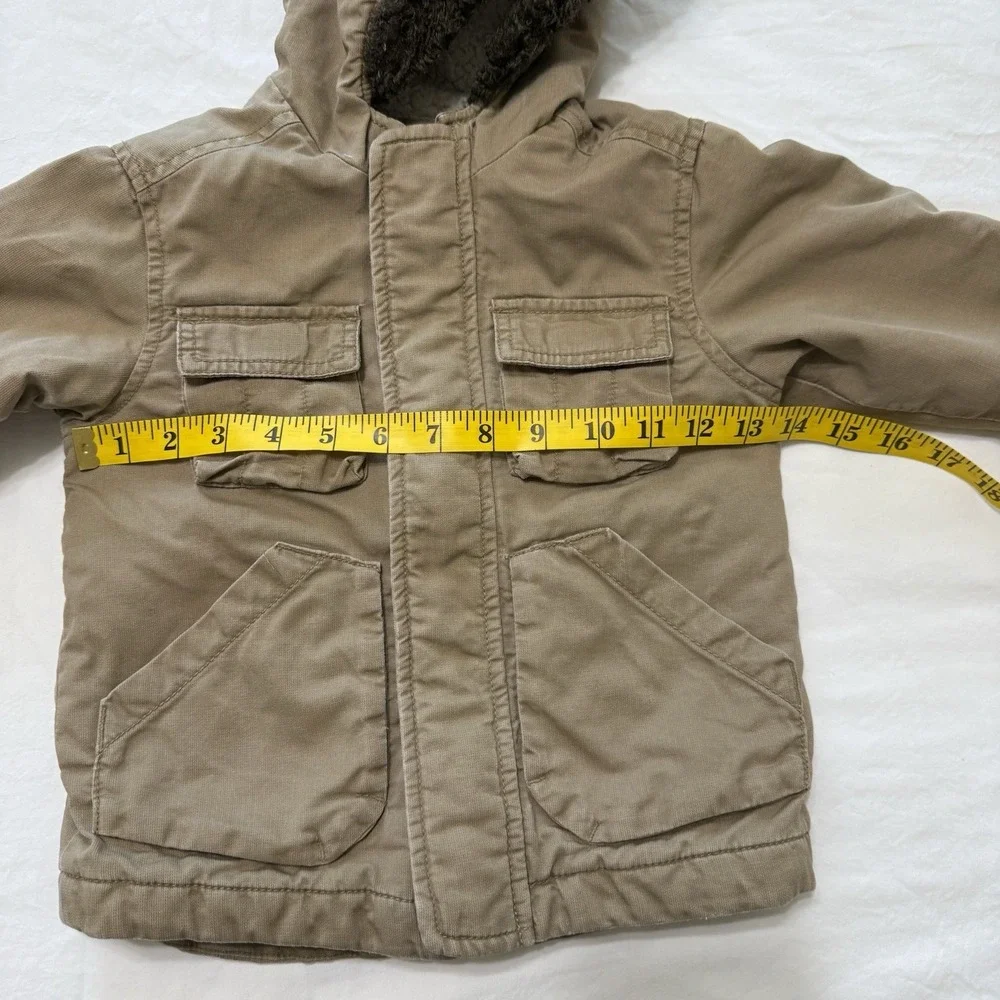 Old Navy Y2K Chore Coat‎ Jacket Barn Country Khaki 2T 2010 Hooded Sherpa Unisex